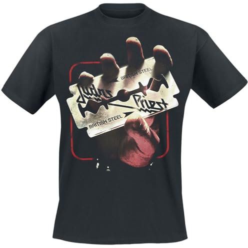 Judas Priest British Steel 50HMY Tour Homme T-Shirt Manches Courtes Noir L