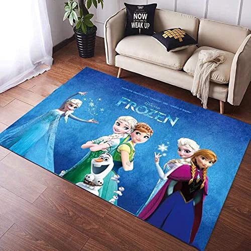 TONATO Kinderzimmer gefrorener Cartoon Teppichtür Matte Kinder Spielen Mat Anna ELSA Wohnzimmer Küche Schlafzimmer Teppich Wohnheimdekor,160 * 200cm