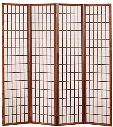 Raumteiler 4-teilig 180 x 174 Paravent cm Trennwand 4-TLG. Faltbildschirm Raumteiler Sichtschutz Aus Holz, Sichtschutz Stellwand Wand, Reispapier Weiß, Tabak, Höhe 180 cm,Wine red