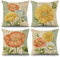 ASDCXZ Set di 4 federe per cuscino a forma di fiore, 40 x 40 cm, motivo floreale, stile retrò, giallo, beige, per divano, cuscino decorativo, lavabile, in poliestere, lino, per esterni