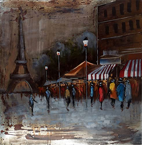Vintage Line Handgefertigtes Metallbild 3D-Optik Paris ca. 80x80 cm