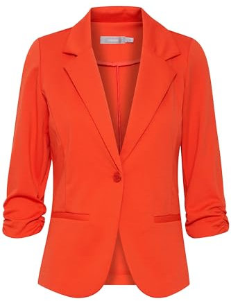 fransa FRZablazer Damen Blazer Kurzblazer Jacke mit Stretch Geraffte Ärmel mit Taschen, Größe:S, Farbe:Red Alert (181559)