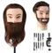 Mann Frisierkopf 100% Echthaar mit Bart Männlich Übungskopf Echthaar Friseur Kopf Puppenkopf Mannequin Kopf Mit Tischklemme + Kammsatz(19 Zoll)