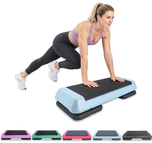 SculPong Aerobic Step Platform 30 × 14 Height Adjustable Workout Step 4 - 6 for Fitness Strength Training with 2 Risers Gray