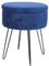 Harbour Housewares Velvet Round Foot Stool with Storage - Blue with Black Legs - Modern Dressing Table Pouffe Footstool Vanity Seats Vanity Chairs Footstools for Living Room, Bedroom