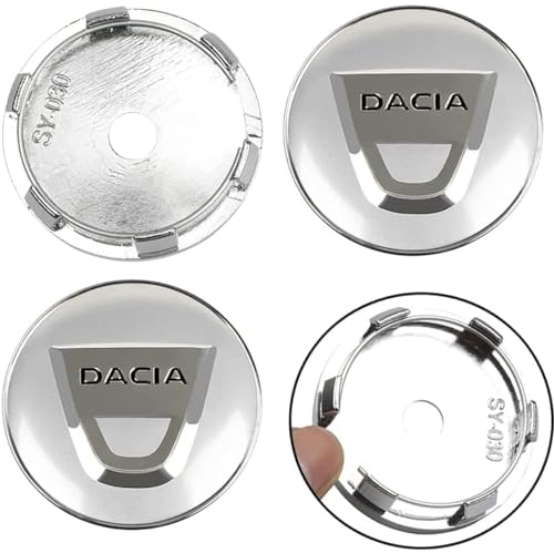NOLLAM 4 Stück Nabendeckel für Dacia Duster Logan Sandero Lodgy 60mm Radnabendeckel Felgendeckel Radnabenkappen Felgenkappen Nabenkappen Wheel Caps Radnabenabdeckung