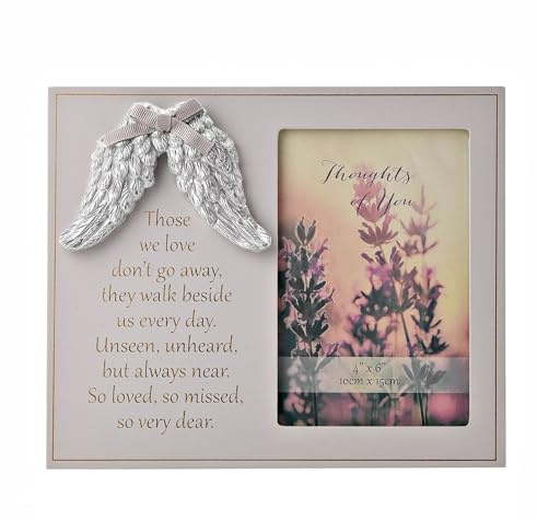 Gedenk-Bilderrahmen mit liebevoller Botschaft und Engelsflügeln
