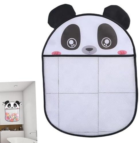 BOBOZHONG Badespielzeug Aufbewahrung,Badespielzeug-Netz,Badewannenspielzeug Aufbewahrung,Cartoonform Bad Netz Badespielzeug Badenetz für Spielzeug,mit 2 Klebehaken (Panda)