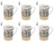 Tamersgifts Fine China Beach Huts Mugs, Set of 6, 300ml, 10cm Height, Dishwasher Safe