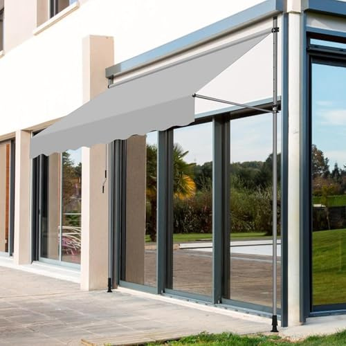 Hoiweqr Tenda da Sole, Protezione per Il Balcone, Regolabile, Senza Forare, A Manovella, 1.5m/2m/2.5m/3m/3.5m/4m di Larghezza, Tenda da Sole A Bracci Estensibili con Telaio in Alluminio(300x120cm)