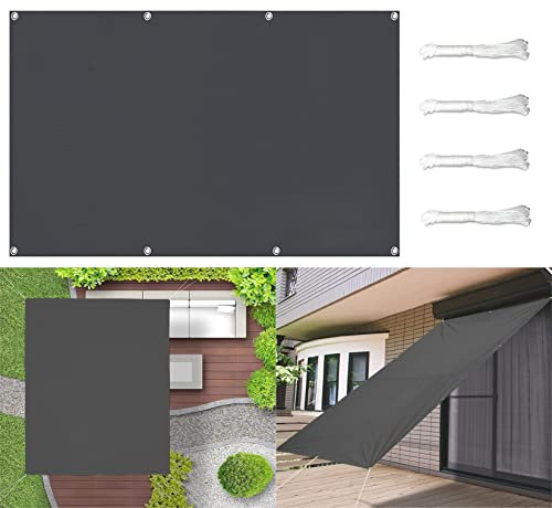 Voile d'ombrage pour pavillon de jardin, 1,5 x 5 m, résistant aux intempéries et aux UV, avec cordes, pour terrasse et camping, gris foncé