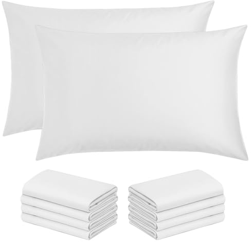 Moonlight Bedding White Pillow Cases 10 Pack (50 x 75cm) Microfibre | 15cm Envelope Closure Pillowcases, OEKO-TEX Certified, Soft, Shrink & Fade Resistant, Easy Care, Breathable Pillow Covers