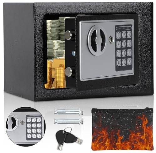 Tresor Möbeltresor,MöBeltresor Klein mit Feuerfest Wasserdicht Geldtasche für Zuhause mit Zahlenschloss Boden-Wandtresor Wandsafe ink.2 x Schlüssel & Befestigungsschraube