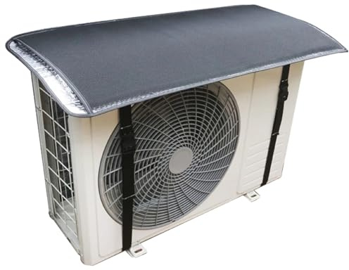Cache Climatiseur Exterieur, Housse Pompe a Chaleur avec Coussinets D'isolation Phonique, Maille Dense, Imperméable, Isolante Thermiquement et Réduisant Le Bruit, avec Boucles(90*40cm/35*16in)