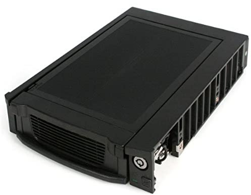 StarTech.com Rack Amovible en Plastique 5.25 avec Ventilateur pour Disque Dur SATA 3.5 - Tiroir HDD 3.5 pouces pour Baie 5.25 pouces (DRW110SATBK)
