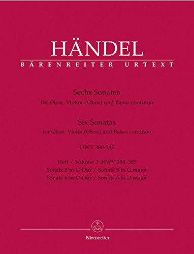 Sechs Sonaten für Oboe, Violine (Oboe) und Basso continuo (Heft 3). Spielpartitur, Stimmensatz, Urtextausgabe, Sammelband