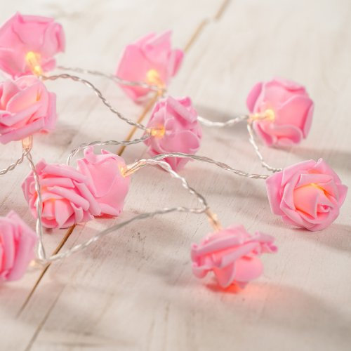 20er LED Rosen Lichterkette pink Batteriebetrieb Lights4fun