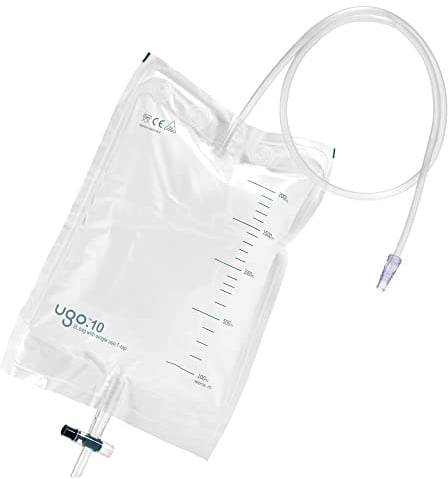 Ugo 2L Nachtbeutel (x10) – Urinbeutel/Katheter Nachtbeutel, T oder Hebel mit knickfreiem Anschluss (10er Pack) (Ugo 10 - Einweg-T-Hahn, Nicht Steril)