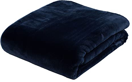 Gözze - Premium Cashmere-Feeling Wohn- und Kuscheldecke, 500 g/m², 220 x 240 cm - Marine