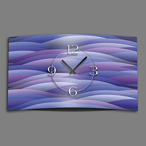 dixtime Abstrakt lila Flieder Designer Wanduhr modernes Wanduhren Design leise kein Ticken 3DS-0028