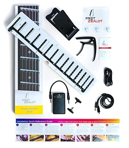 Fret Zealot Geführtes Gitarrenlernzubehör für alle Standardgitarren mit iOS- und Android-Anwendungen (Beste Methode, Gitarre für alle Niveaus zu lernen) 25.5 Mensur