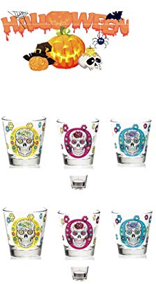 T Halloween Totenkopf - Skull als Trinkglas 250cc oder auch für Teelichter geeignet 6 Set in 3 Farben Er schimmert durch ihren Metallic-Look.