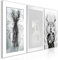 decomonkey Bilder Hirsch 60x30 cm 3 Teilig Wandbild Groß Leinwandbild XXL Deko Wohnzimmer Schlafzimmer Büro Wanddeko Leinwand Pictures For Wall Poster Wall Painting Abstrakt silber schwarz weiß