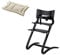 Leander Stuhl black - Hochstuhl - Kinderstuhl - Erwachsenenstuhl mit Babybügel + Kissen vanille