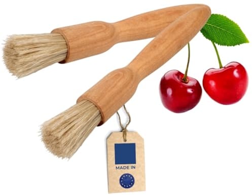 2x HOFMEISTER® Haushaltspinsel aus geöltem Kirschholz, rund, Breite: 2,5 cm, Länge: 18 cm, Backpinsel mit Naturborste