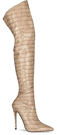 JIEEME Donne sexy con cerniera in pizzo super alto tacco a spillo facile a piedi comodo over-knie stivali fatti a mano per le donne Zc2581, beige., 37 EU