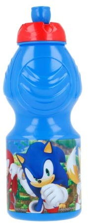Gourde en plastique pour enfants, 400 ml, avec bouchon sport refermable, motif Sonic