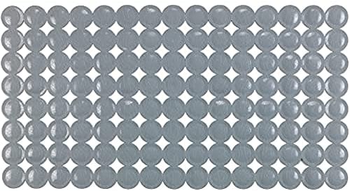 WENKO Wanneneinlage Belem, Antirutsch-Badewannenmatte mit Saugnäpfen, Wannenunterlage aus geometrisch angeordneten Kreisen für alle gängigen Badewannen, aus robustem Kunststoff, 67,5 x 36 cm, Grau