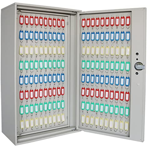 Schlüsselaufbewahrungsschrank 300/350/400/450/500/600 Position Schlüsselschrank Schlosskasten Schlüssel Organizer Aus Stahl Zur Wandmontage Mit Schlüsselanhänger (Color : Silver, S : 500)