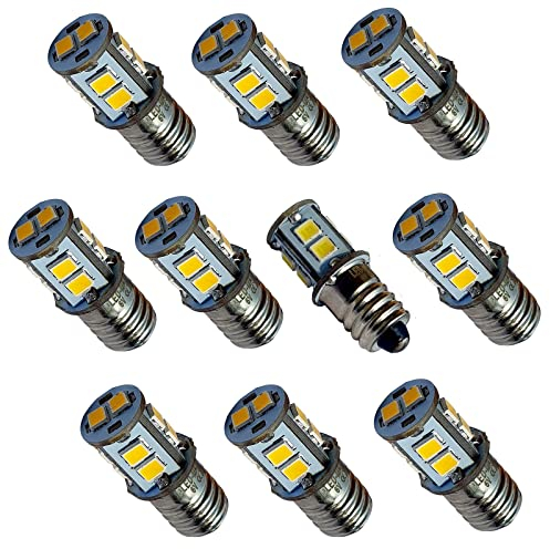 E10 LED 6V 10SMD Lampe Birne Schraubsockel Weihnachtsstern Leuchtstern Faltstern Adventstern (warmweiß, 10 Stück)