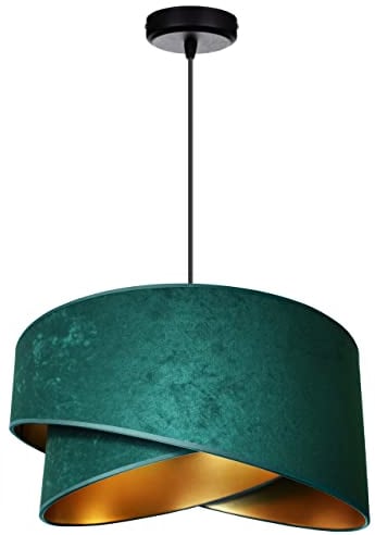 FKL DESIGN Home Deco – Pendelleuchte Esstisch – Hängeleuchten & Pendelleuchten – Deckenlampe Hängend – Lampenschirm Hängelampe- Esszimmerlampe, Wohnzimmer, Küchenlampe, Dunkelgrün - E27, Serie TAD31