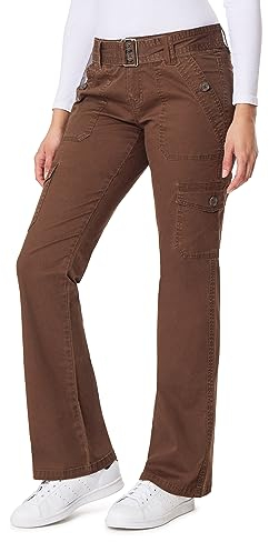 WallFlower Jeans für Damen, Feisty, kurvig, Cargo-Jeans, niedrig, mit Gürtel, Insta-Stretch, ausgestellt, Junioren (Standard und Plus)