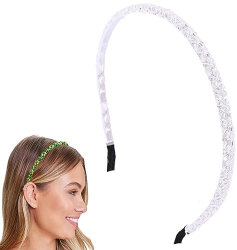 Traziewell Headbands Rhinestones Hairbands Gold Metal Headband White Faux Pearl Rhinestones Hairband Hair Hoop Wedding Hair Accessories for Women Girls, 1912