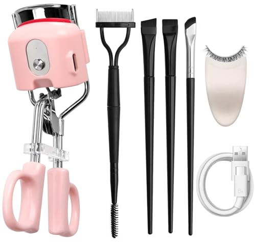 Heated Eyelash Kalolary Elektrische Wimpernzange, USB Beheizte Wimpernzange Wiederaufladbarer Beheizbare Wimpernzange Beheizbar mit Silikon-Heizkissen mit 3 Einstellbar Temperaturmodi für Alle Wimpern