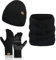 INSISMY Wintermütze Loop Schal Touchscreen Handschuhe Set für Herren Damen Thermo Halswärmer Anti-Rutsch-Handschuhe Dick gestrickte Skull Cap mit Fleecefutter