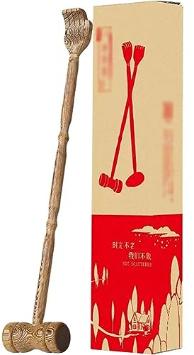 Scratcher Rascador De Espalda Mango Largo De Doble Uso Scratcher+Martillo De Masaje, Herramienta Para Rascar, Calabaza/cabeza Redonda/cabeza De Martillo De Huevo De Pato Opcional ( S : Round head-49*9