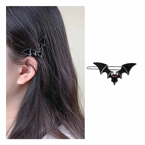 Dervivea Halloween Fledermaus Haarspangen Schwarze Fledermaus Haarspange Gothic Fledermausflügel Haarnadeln Clip Teufel Flügel Haarnadel Metall Fledermaus Haarzubehör Cosplay Kostüm Kopfschmuck