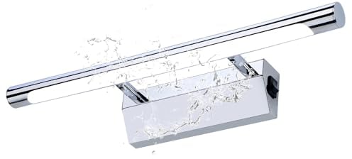Lightess Lampada Specchio Bagno 40CM 6W 180 ° Regolabile Lampada da Specchio Bagno a LED, IP44 600lm Alluminio Luci per Specchio Trucco, 6000K Bianco Freddo con Interruttore Luce Armadio Applique
