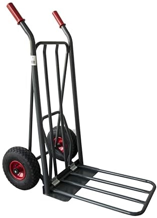 Ravendo Profi Sackkarre klappbar Transportkarre 250kg mit Easy-Tip-Funktion (Easy-Tip für leichtes Kippen und 50% Gewichtsbelastung, hochwertiges Luftrad, zusätzliche Ladefläche) Grau, sehr robust