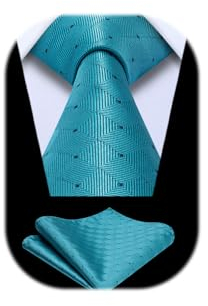 Enlision Corbatas Verde Azulado Hombre y Pañuelo Corbata Cuadros Modernas Conjunto Corbatas Boda Originales