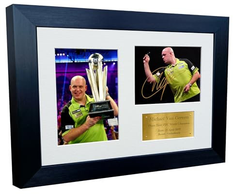 Kitbags & Lockers 30,5 x 20,3 cm, A4, signiert, Michael Van Gerwen, Mighty Mike MVG Darts, PDC, WDF, Autogramm, Fotorahmen, Poster, Geschenk, Triple G