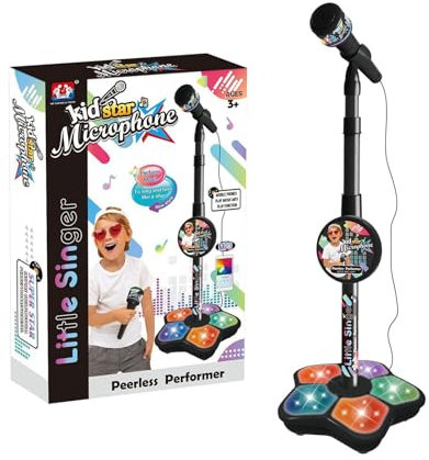 Musical Microphone with Stand - Music Sing Microphone Toy | Childrens Karaoke Machine with Lights | Kids Musical Microphone | Kids Microphone with Flashing Stage Lights
