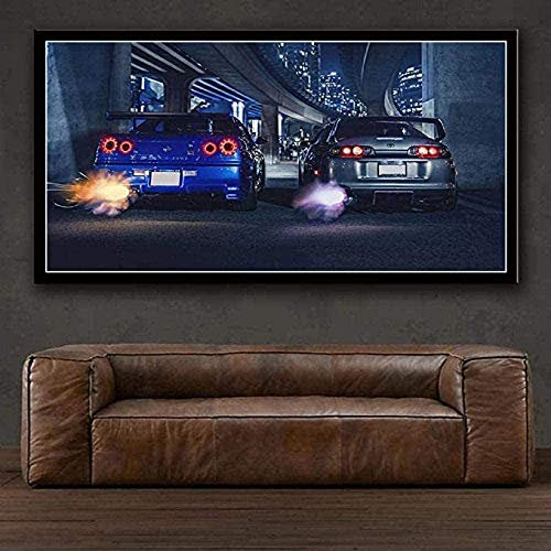 TPFRUPGD Puzzle Gtr R34 Gegen Supra Fahrzeug Holzrätsel 1000 Stück Dekompression Bildungsspielzeug Diy Assemieren Rätsel 50 X 75 cm Rätsel Für Erwachsene