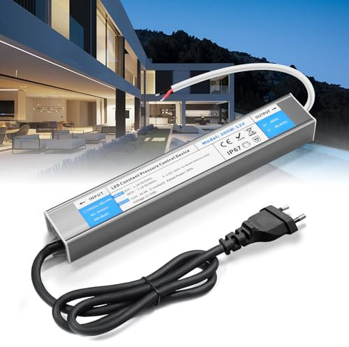 BRIMETI Trasformatore LED 12V 200W IP67 Impermeabile Alimentatore LED Driver 16,6A Transformer AC 220V a DC 12V Netzteil Interruttore Adattatore Trasformatori Tensione Costante Bassa