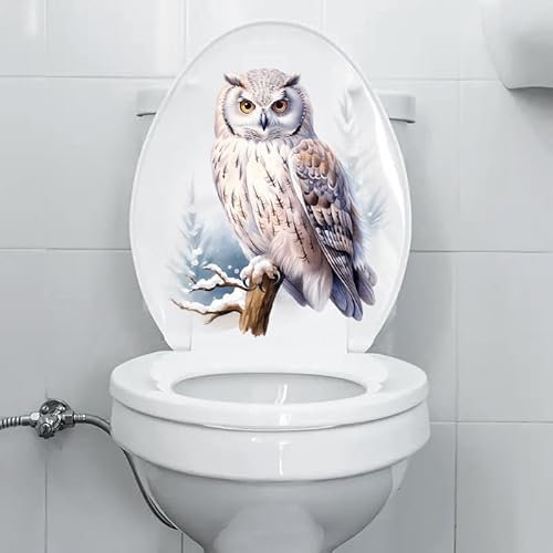 KFMON 29,5 x 29,5 cm, 2–4 Stück, Eulen-Toilettenaufkleber, WC-Deckel-Aufkleber für Badezimmer, wasserdicht, PVC, lustige Toilettensitz-Aufkleber für Toilettendekorationen