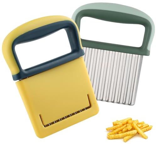 Ktxaby 2 Stück Wellenschneider Edelstahl Riffelmesser Kartoffelschneider Gemüse Schneider für Pommes Gurken Obst Wellenschnittmesser Küchenzubehör